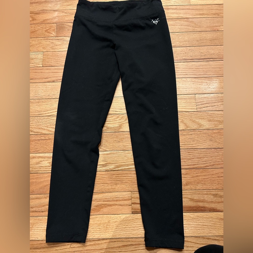 Girls Active Wear Black Stretch Pants Size 10 (82% Polyester,18% Spandex)